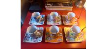 Tasses à café - décor fleuri (rétro)