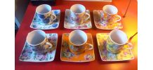 Tasses à café - décor fleuri (rétro)