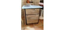 Meuble bas customisé avec bois de récup' et zinc