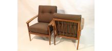 Fauteuil Scandinave années  60, tissu bouclette Kenzo.