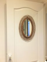 Miroir rotin fleur