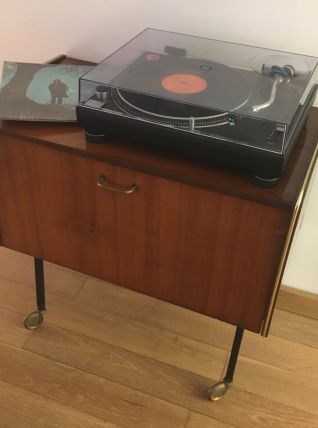 Mini buffet bar vintage inspiration 50s 60s, parfait pour platine et disques vinyls 33 tours