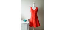 Robe chasuble coupe trapèze rouge vif babydoll yéyé sixties vintage 60's