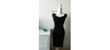 Robe moulante noire épaules dénudées vintage 80's