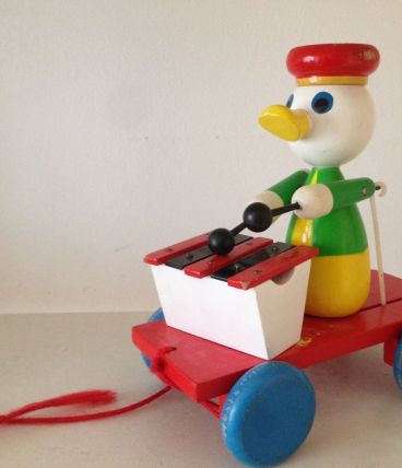 jouet à tirer canard xylophone bois vintage 
