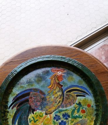très beau plat décor coq