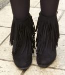 Bottines talons noires à Franges