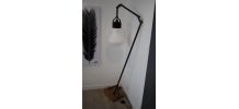 Lampadaire ampoule opaline industriel vintage