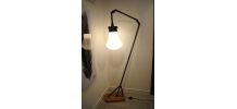 Lampadaire ampoule opaline industriel vintage