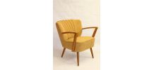 Fauteuil vintage année 50 tissu Lelievre jaune 