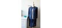Gilet long en dentelle bleu marine vintage 50's 60's