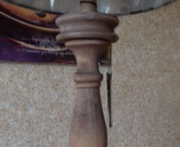 Lampe de table bois/aspect cuir 