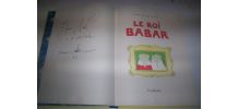 rare livre LE ROI BABAR dédicacer page de garde dos tissu 