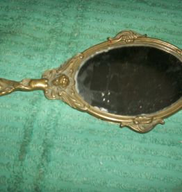 MIROIR ANCIEN FEMME EN BRONZE 