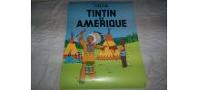 GRANDE AFFICHE PAPIER EPAIS PLASTIFIE TINTIN 70 CM PAR 50 CM HERGE 