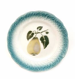 Assiette à dessert vintage pochoir poire faïence