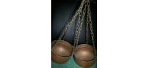 LOT DE 2 SUSPENSIONS CUIVRE AVEC CHAINETTES METAL 