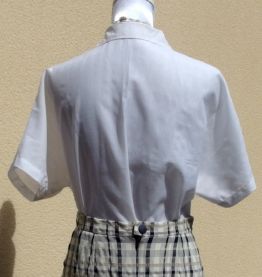 Jupe vintage PierBé beige motifs sable et bleu 10% lin T38