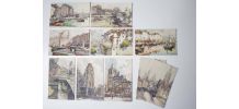 10 cartes postales vintage paysage peint