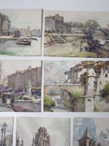 10 cartes postales vintage paysage peint