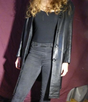 Long manteau cuir noir