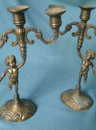 paire de chandelliers Cherubin anciens vintages
