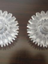 Lot de 2 petits bougeoirs 70's, plexiglas transparent , oursins 