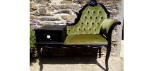 Ancien fauteuil téléphone en velours 