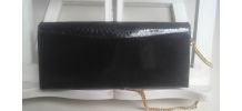 pochette retro en cuir anse chaine doree