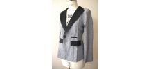 Veste blazer gris noir cintré ajusté bicolore col femme taille 38 40