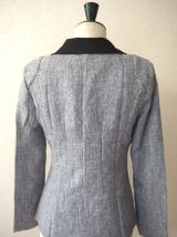 Veste blazer gris noir cintré ajusté bicolore col femme taille 38 40