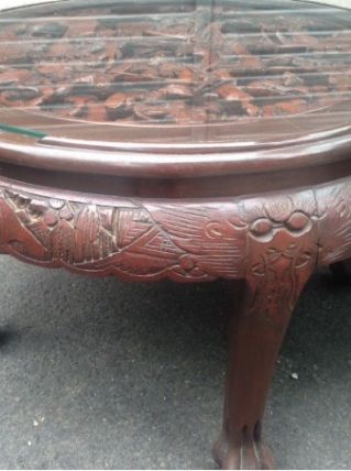 Table basse ancienne ronde bois massif
