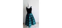 Robe bustier velours noir et jupon taffetas vintage 80s