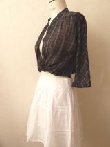 Jupe blanche patineuse évasée broderie dentelle guipure ajourée bohème femme taille 38