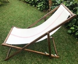 2 transats en bois et tissu