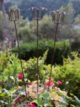 3 piques porte-bougie en fer forgé pour jardin