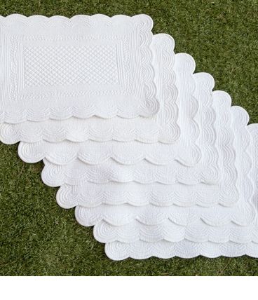 8 sets de table boutis blanc