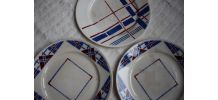 3 assiettes à dessert anciennes 40's