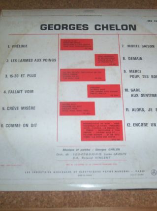 DISQUE 33 TOURS 12 TITRES de georges CHELON 