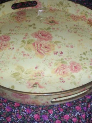 PLATEAU DE SERVICE DECOR FLORALE 