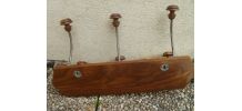 porte manteau , 6 pateres bois+metal , vintage