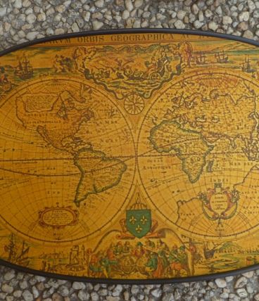 Plateau mappemonde résine fibre verre , vintage