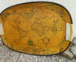Plateau mappemonde résine fibre verre , vintage