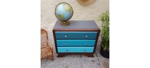 Commode vintage art déco dégradé de bleu