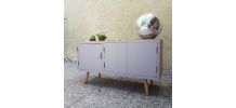 Commode enfilade meuble télé rose poudré bois vintage