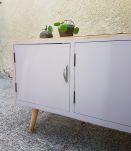 Commode enfilade meuble télé rose poudré bois vintage