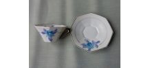 Service à café MC&amp;amp;Cie, porcelaine de Limoges, motif floral géométrique, années 1920