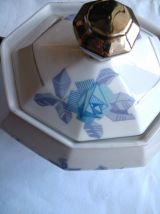 Service à café MC&amp;Cie, porcelaine de Limoges, motif floral géométrique, années 1920