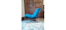 Ensemble de 5 fauteuils en tissus bleu et armature acier, type Herlag 