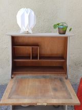 Secretaire vintage en bois et beige metal